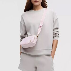 Lululemon Athletica Light Pink & Gold Crossbody Bag (Metallic Strap)